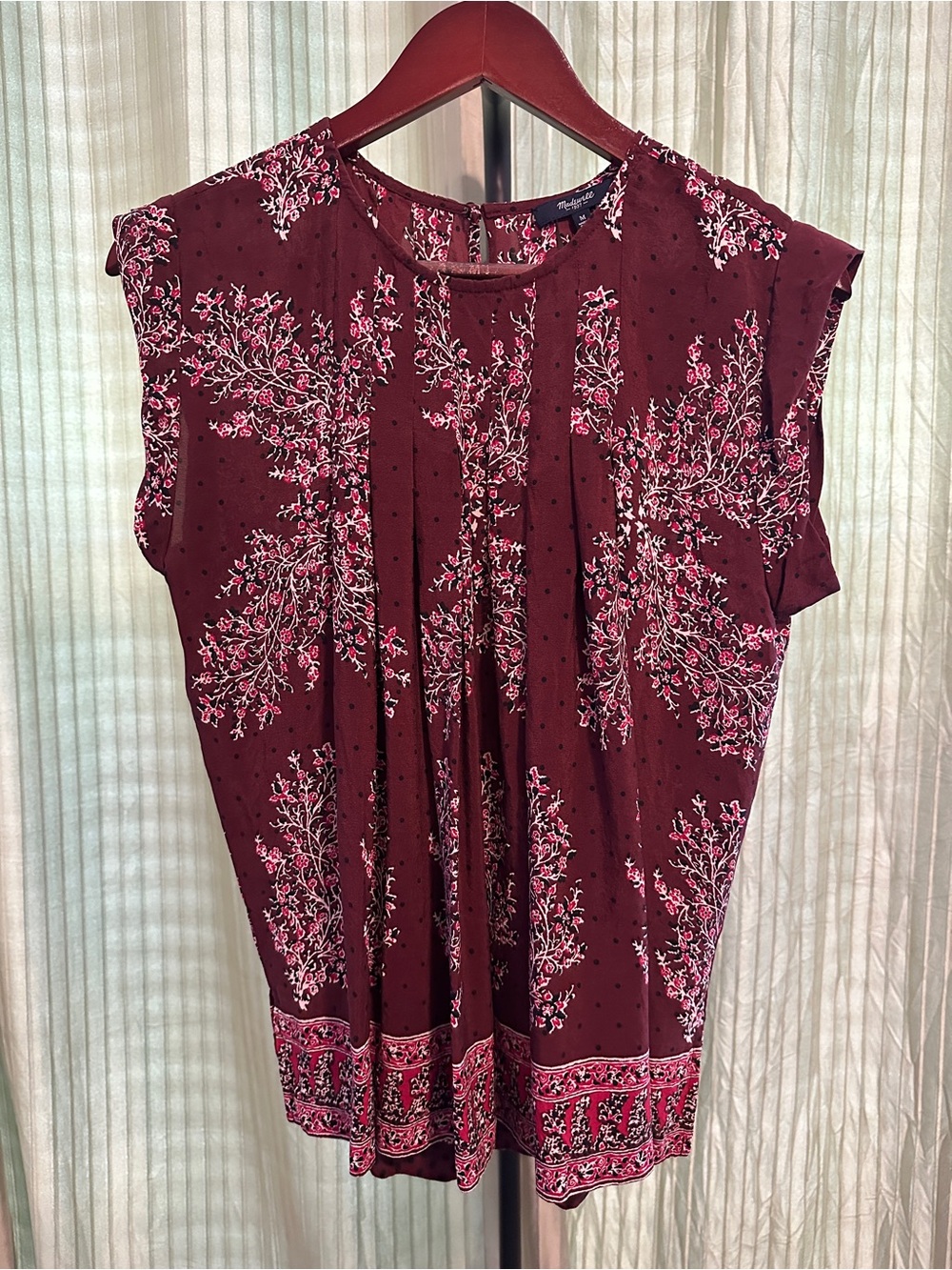 Madewell Burgundy Floral Sleeveless Blouse